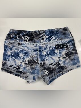 Fleo Blue & Black Tie-Dye High-Rise Bike Shorts